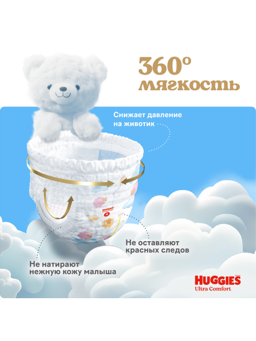 Подгузники-трусики Huggies Ultra Comfort для девочек №5 12-17кг, 42шт