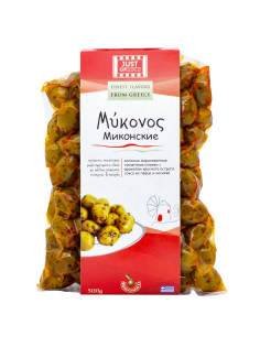 Оливки Just Greece Миконские с перцем и чесноком, 500г