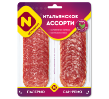 Ассорти колбас Останкино Палермо и Сан Ремо сыровяленое нарезка, 90г