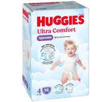 Подгузники-трусики Huggies Ultra Comfort для мальчиков №4 9-14кг, 92шт