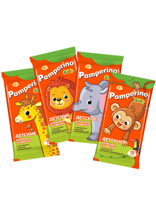 Салфетки влажные детские Pamperino Kids Ромашка-витамин Е, 15шт