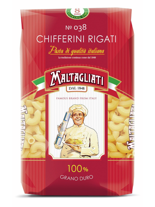 Макароны рожки Maltagliati Chifferini Rigati №038, 450г