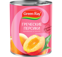 Персики Green Ray Греческие половинки в сиропе, 850мл