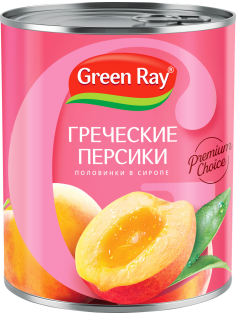 Персики Green Ray Греческие половинки в сиропе, 850мл