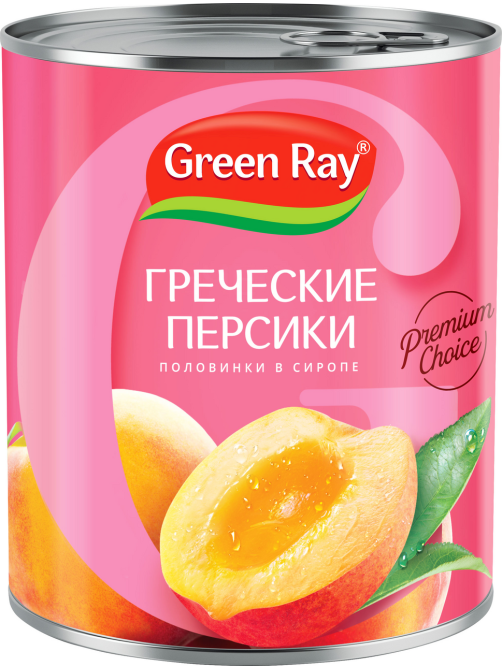 Персики Green Ray Греческие половинки в сиропе, 850мл