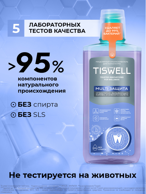 Ополаскиватель для полости рта Tiswell Multi Защита, 500мл