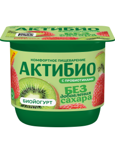 Йогурт Актибио киви и клубника безлактозный без сахара 3%, 130г