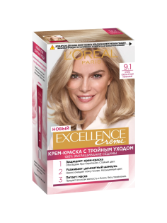 Крем-краска для волос L'Oreal Paris Excellence creme 9.1 Очень светло-русый пепельный, 268мл