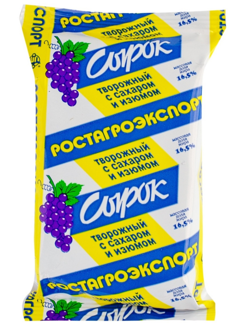 Сырок творожный Ростагроэкспорт с изюмом 16.5%, 90г