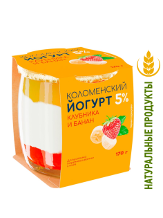 Йогурт Коломенское Клубника-банан 5%, 170г