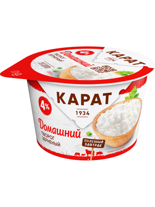 Творог зерненый Карат Домашний 4%, 200г