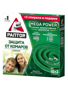 Спирали от комаров Раптор Mega Power, 12шт