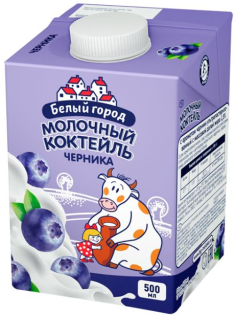 Коктейль молочный Белый город черника 1.5%, 500мл