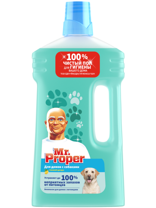 Жидкость моющая Mr. Proper Свежий Цитрус для полов и стен для домов с собаками, 1л