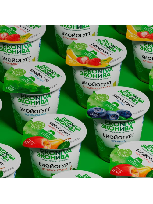 Биойогурт Эконива с яблоком и грушей 2.8%, 125г