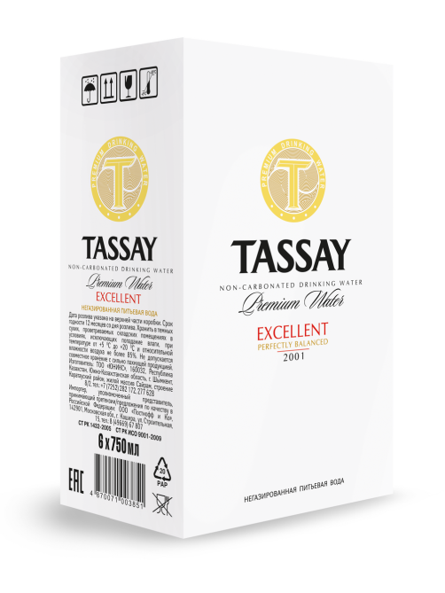 Вода Tassay Excellent негазированная стекло, 750мл