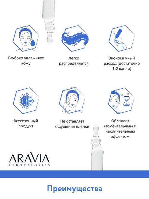 Сыворотка увлажняющая Aravia Laboratories с гиалуроновой кислотой, 30мл