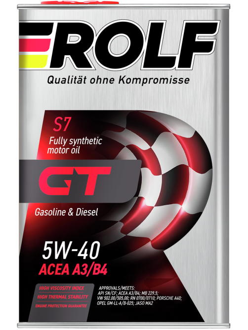 Масло моторное Rolf GT 5W-40 Api SN/CF синтетическое, 4л
