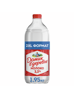 Молоко Домик в деревне пастеризованное 3.2%, 1.9л