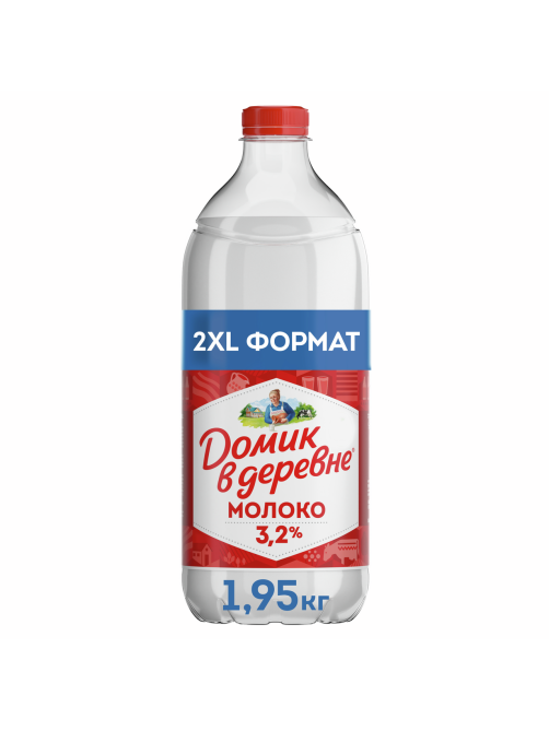 Молоко Домик в деревне пастеризованное 3.2%, 1.9л