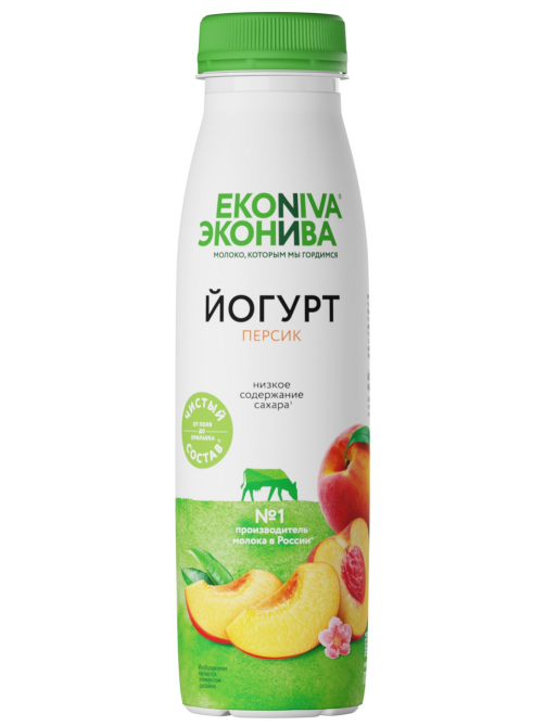 Йогурт питьевой Эконива с персиком 2.5%, 300г