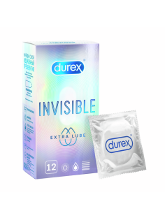 Презервативы Durex Invisible Extra Lube ультратонкие с дополнительной смазкой из натурального латекса, 12шт