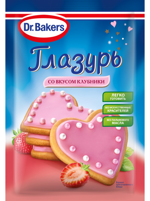 Глазурь Dr.Bakers со вкусом клубники, 90г
