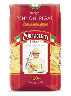 Макароны перья Maltagliati Pennoni Rigati №074 рифленые, 450г