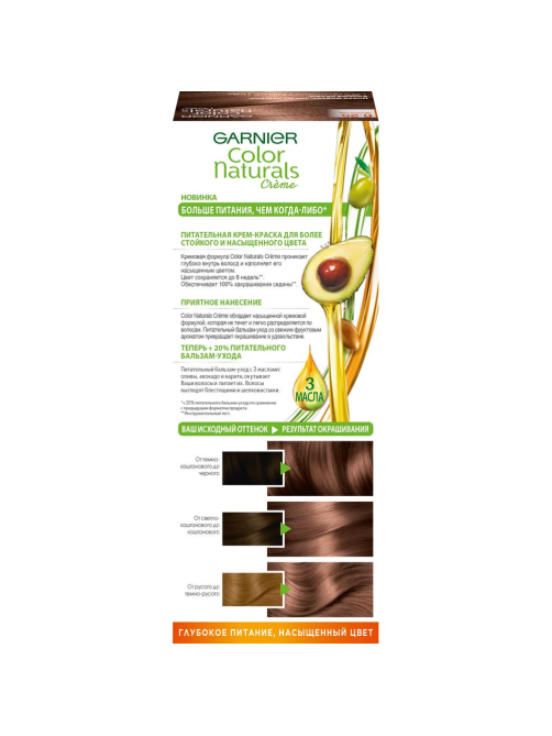 Крем-краска для волос Garnier Color Naturals Питательная c 3 маслами 6.25 Шоколад, 110мл