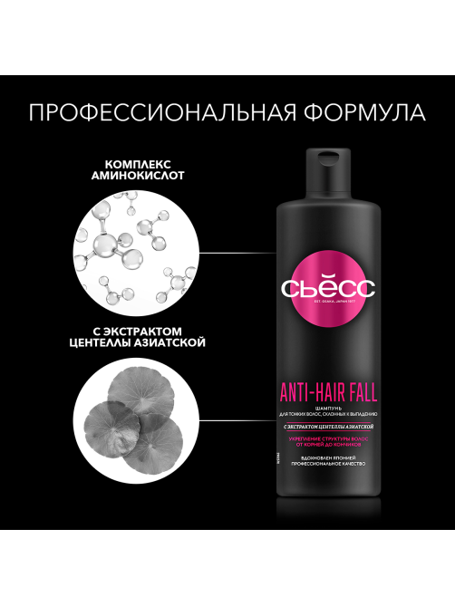 Шампунь Сьёсс Anti-Hair Fall для тонких волос, склонных к выпадению, укрепление волос, 450мл
