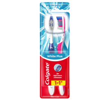 Зубная щетка Colgate White Plus отбеливающая жесткая, промоупаковка 1+1