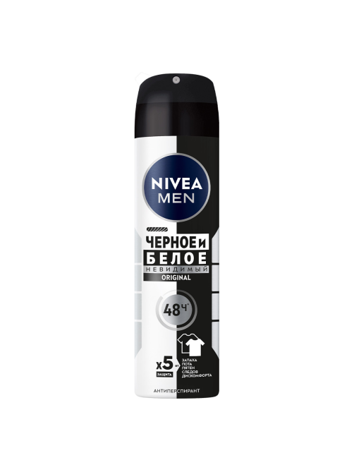 Антиперспирант-спрей Nivea Men Черное и белое Невидимый Original, 150мл