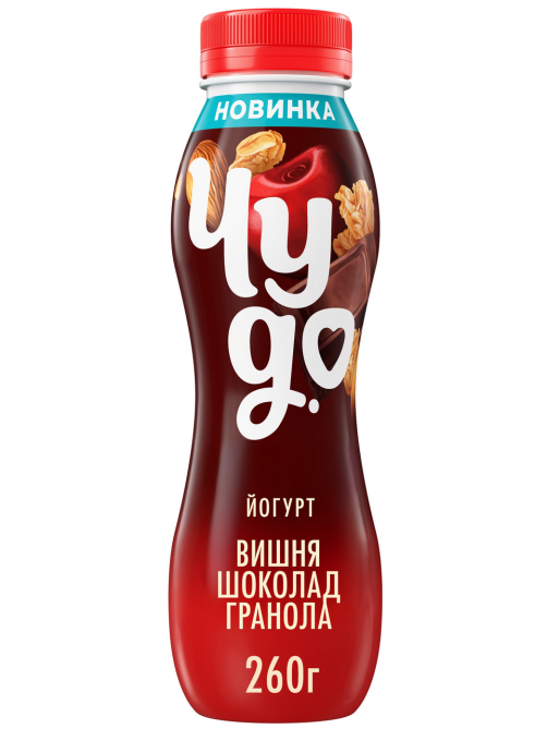 Йогурт питьевой Чудо Вишня-шоколад-гранола 2.2%, 260г
