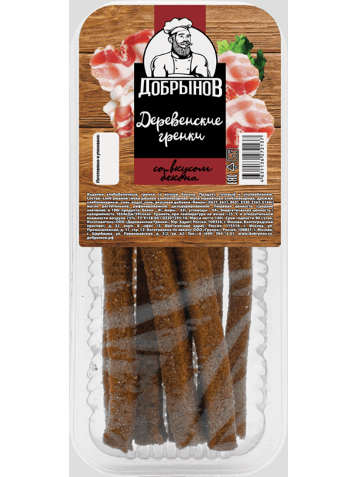 Гренки Добрынов Деревенские бекон, 100г