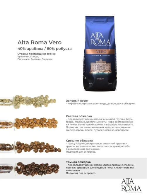 Кофе Alta Roma Vero в зернах, 1кг