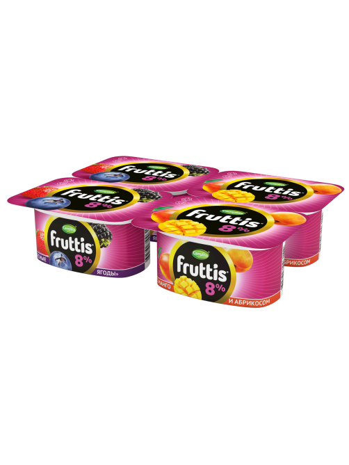 Йогуртный продукт Fruttis C лесными ягодами/c манго и абрикосом 8%, 115г
