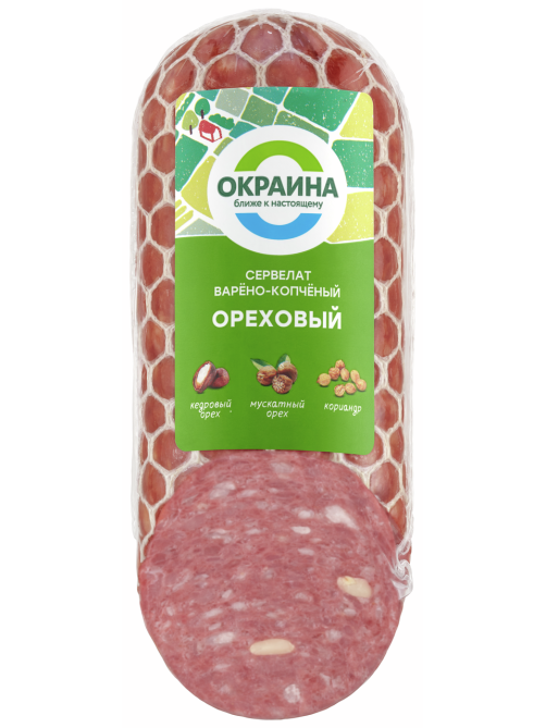 Сервелат Окраина Ореховый варено-копченый, 355г