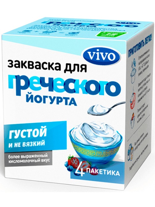 Закваска бактериальная Vivo Греческий йогурт 0.5г х 4шт, 2г