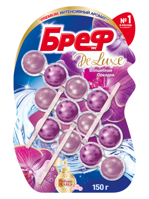 Блок для унитаза Бреф Deluxe Волшебная орхидея (50г x 3шт), 150г