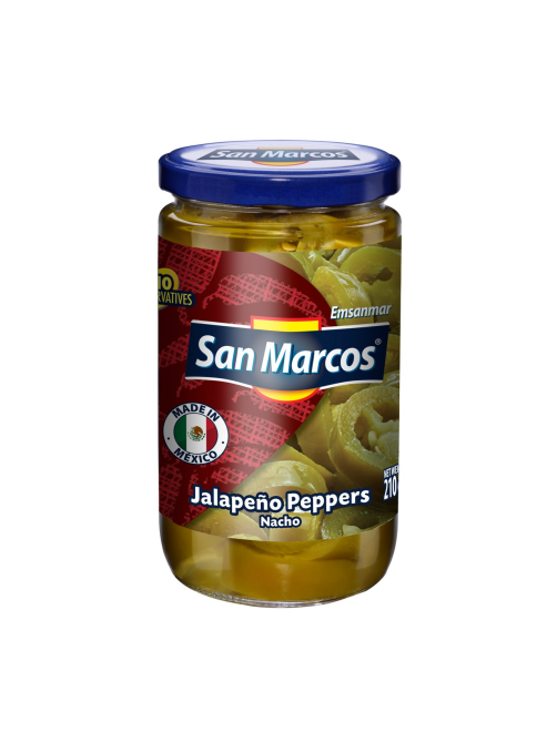 Перец маринованный San Marcos Халапеньо зеленый резаный, 210г