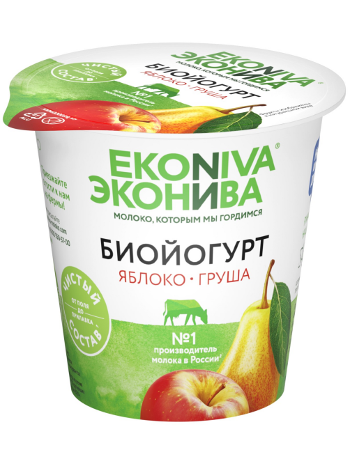 Биойогурт Эконива с яблоком и грушей 2.8%, 125г