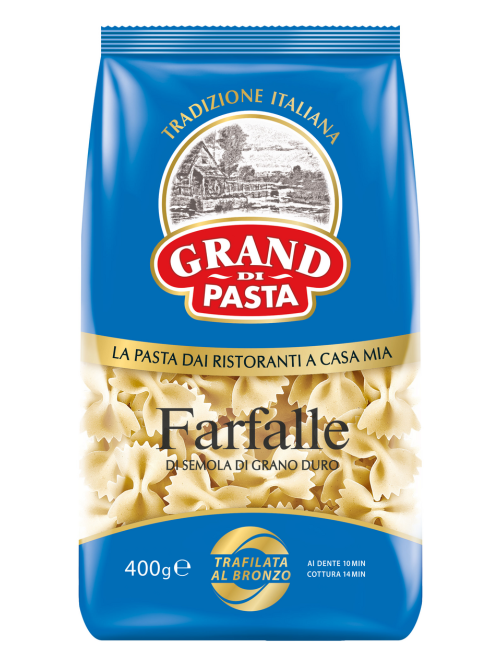 Макароны бантики Grand di Pasta Farfalle высший сорт, 400г