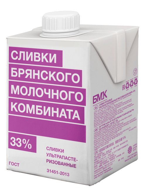 Сливки Брянский молочный комбинат 33%, 500г