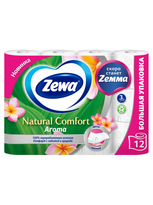 Туалетная бумага Zewa Natural Comfort ароматическая 3 слоя 12 рулонов