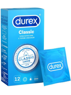 Презервативы Durex Classic классические с гелем-смазкой, 12шт