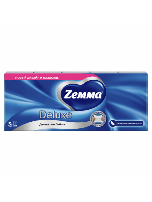 Платочки бумажные носовые Zewa Deluxe, 10 x 10 шт