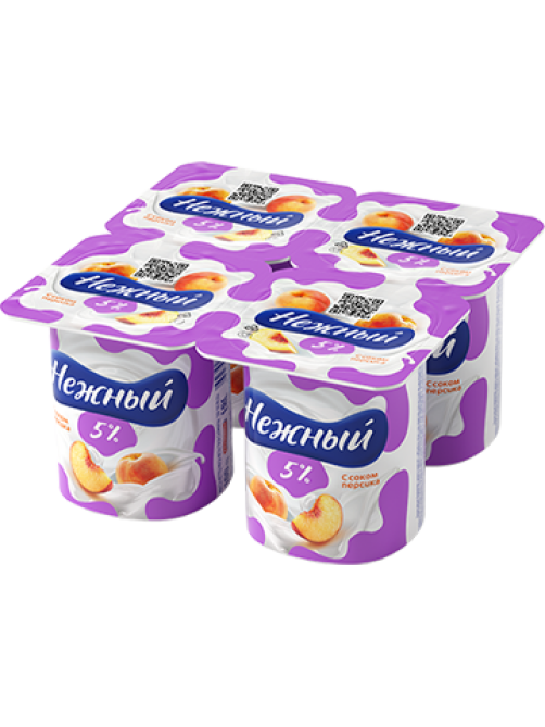 Продукт йогуртный Нежный с персиком 5%, 100г