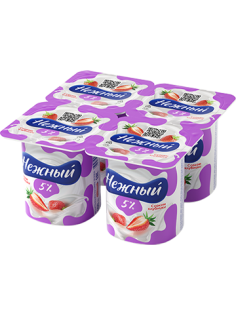 Продукт йогуртный Нежный с клубникой 5%, 100г