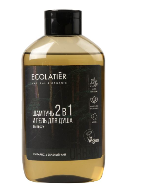 Гель для душа Ecolatier мужской кипарис-чай, 600мл