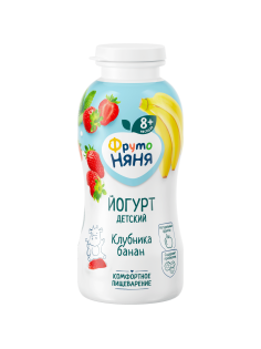 Йогурт питьевой детский ФрутоНяня Клубника и банан 2.5% с 8 месяцев, 200мл